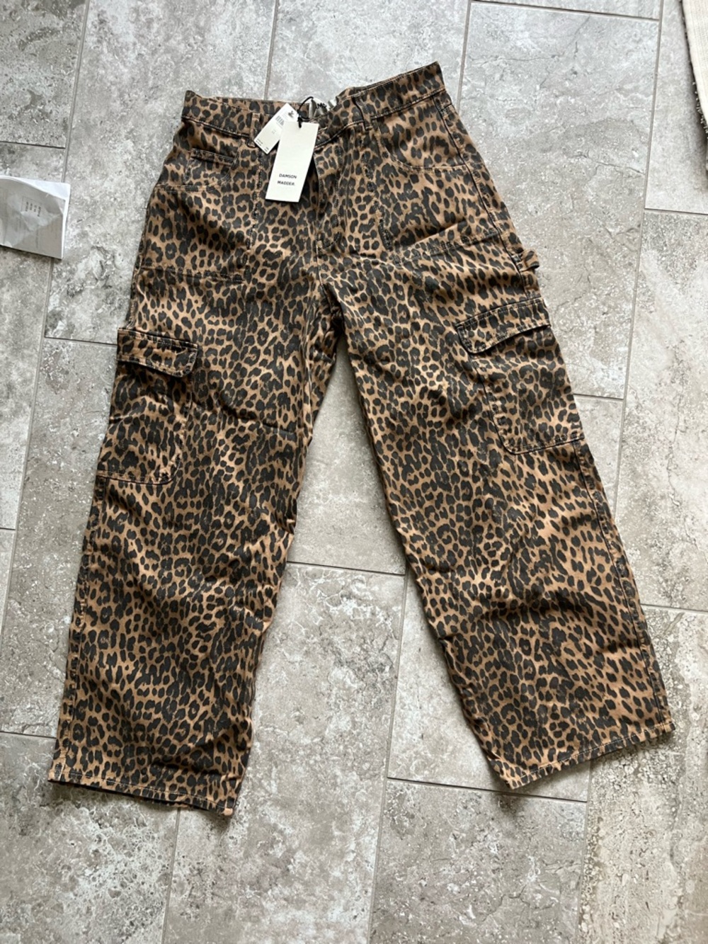 Damson Madder Leopard Print Cargo Pants - Animal Print Wide Leg